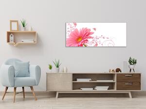 Obraz skleněný květ růžové gerbery na bílém pozadí - 70 x 100 cm