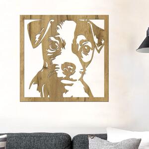 Dřevěná dekorace psa Jack Russell teriér | Rozměry (cm): 60x60 | Zvolte barvu dekoru: Dub zlatý