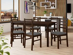 Rozkládací jídelní stůl se 6 židlemi AL02, Barva dřeva: ořech-L, Potah: 26x - Kronos 22 Mirjan24 5903211236310
