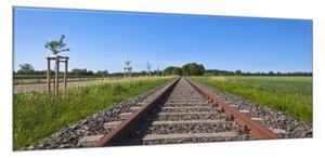 Obraz skleněný železniční trať mezi poli - 60 x 90 cm