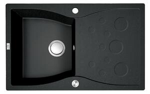 Laveo Molokin, 1-komorový granitový dřez 800x500x195 mm s dlouhým odkapávačem, černá, LAV-SPO_711T