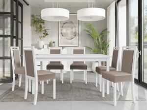 Rozkládací jídelní stůl se 6 židlemi AL03, Barva dřeva: bílá-L, Potah: 26x - Kronos 22 Mirjan24 5903211236570