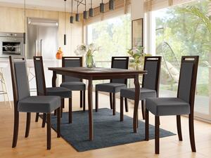 Rozkládací jídelní stůl se 6 židlemi AL21, Barva dřeva: ořech, Potah: 26x - Kronos 22 Mirjan24 5903211241390