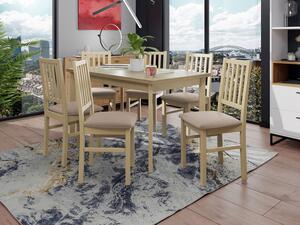 Rozkládací jídelní stůl se 6 židlemi AL15, Barva dřeva: ořech-L, Potah: Soro 28 Mirjan24 5903211269004