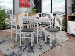 Rozkládací jídelní stůl se 6 židlemi AL15, Barva dřeva: bílá-L, Potah: 26x - Kronos 22 Mirjan24 5903211239823