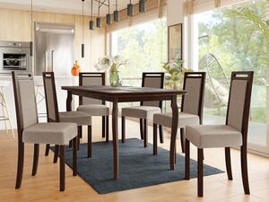 Rozkládací jídelní stůl se 6 židlemi AL21, Barva dřeva: ořech, Potah: Kronos 7 Mirjan24 5903211241369