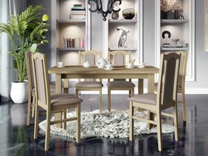 Rozkládací jídelní stůl se 6 židlemi AL06, Barva dřeva: bílá-L, Potah: Kronos 7 Mirjan24 5903211241949