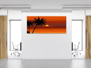 Obraz skleněný tropický západ slunce na pláži - 50 x 70 cm