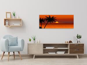 Obraz skleněný tropický západ slunce na pláži - 30 x 60 cm
