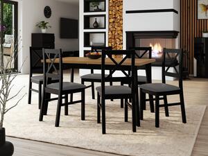 Stůl se 6 židlemi - AL43, Barva dřeva: dub artisan - L, Potah: Kronos 7, Barvy nožiček: černá Mirjan24 5903211249112