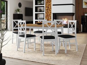 Stůl se 6 židlemi - AL43, Barva dřeva: dub artisan - L, Potah: Kronos 7, Barvy nožiček: černá Mirjan24 5903211249112