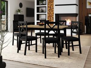 Stůl se 6 židlemi - AL43, Barva dřeva: dub grandson - L, Potah: 26x - Kronos 22, Barvy nožiček: černá Mirjan24 5903211249907