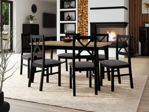 Stůl se 6 židlemi - AL43, Barva dřeva: dub artisan - L, Potah: Zetta 297, Barvy nožiček: Bíla Mirjan24 5903211268083