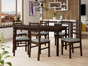 Rozkládací jídelní stůl se 6 židlemi AL02, Barva dřeva: ořech-L, Potah: Hygge D91 Mirjan24 5903211266447