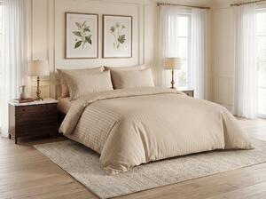 Hotelové povlečení z mikrovlákna JASMINE PURE světle hnědé - proužek 1 cm, hotelová kapsa Rozměr povlečení: 70 x 90 cm | 140 x 200 cm