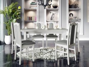 Rozkládací jídelní stůl se 6 židlemi AL06, Barva dřeva: bílá-L, Potah: 26x - Kronos 22 Mirjan24 5903211242069