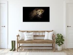 Obraz skleněný hlava leoparda - 30 x 60 cm