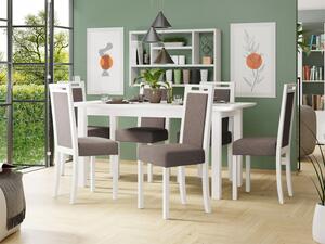 Rozkládací jídelní stůl se 6 židlemi AL10, Barva dřeva: bílá, Potah: 26x - Kronos 22 Mirjan24 5903211238314