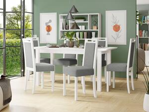 Rozkládací jídelní stůl se 6 židlemi AL10, Barva dřeva: bílá, Potah: Hygge D91 Mirjan24 5903211267918