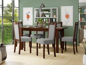 Rozkládací jídelní stůl se 6 židlemi AL10, Barva dřeva: ořech, Potah: Kronos 7 Mirjan24 5903211238260