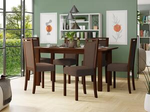 Rozkládací jídelní stůl se 6 židlemi AL10, Barva dřeva: ořech, Potah: Hygge D91 Mirjan24 5903211267963