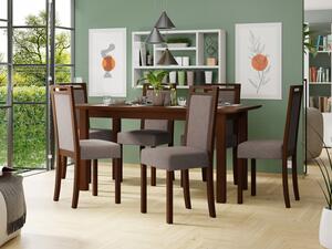 Rozkládací jídelní stůl se 6 židlemi AL10, Barva dřeva: ořech, Potah: Hygge D20 Mirjan24 5903211267949