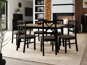 Stůl se 6 židlemi - AL43, Barva dřeva: dub artisan - L, Potah: Soro 28, Barvy nožiček: černá Mirjan24 5903211268304