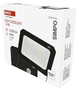 EMOS LED reflektor SIMPO s pohybovým čidlem, 50 W, černý, neutrální bílá ZS2343