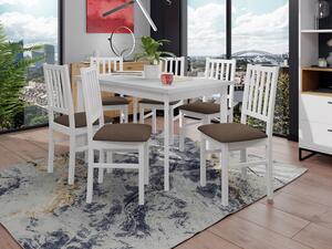 Rozkládací jídelní stůl se 6 židlemi AL15, Barva dřeva: bílá-L, Potah: Soro 28 Mirjan24 5903211268953