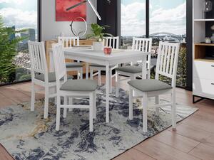 Rozkládací jídelní stůl se 6 židlemi AL15, Barva dřeva: bílá-L, Potah: Hygge D91 Mirjan24 5903211268960