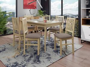 Rozkládací jídelní stůl se 6 židlemi AL15, Barva dřeva: sonoma-L, Potah: Hygge D20 Mirjan24 5903211269042