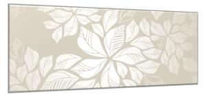 Obraz skleněný abstraktní stříbrné listí - 60 x 90 cm
