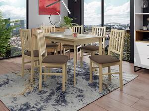 Rozkládací jídelní stůl se 6 židlemi AL15, Barva dřeva: sonoma-L, Potah: Soro 28 Mirjan24 5903211269059