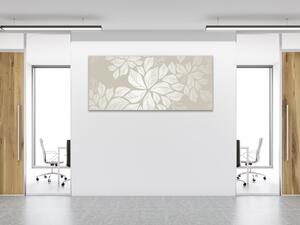 Obraz skleněný abstraktní stříbrné listí - 50 x 70 cm