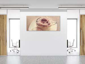 Obraz skleněný květ růže v šálku - 30 x 60 cm