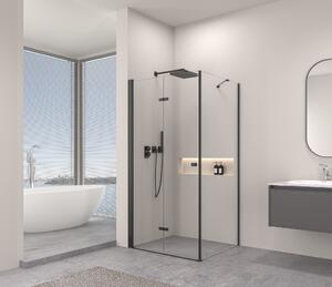 Erga Berlin, sprchový kout se skládacími dveřmi 70(dveře) x 70(stěna) x 195 cm, 6mm čiré sklo, černý profil, ERG-V02-BERLIN-D070G070-CL-BK