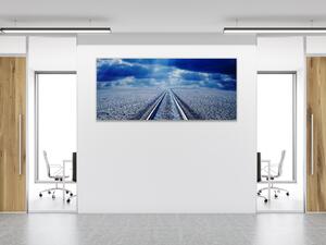Obraz skleněný železnice v noci - 30 x 60 cm