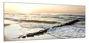Obraz skleněný západ slunce u moře - 52 x 60 cm