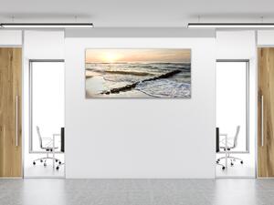 Obraz skleněný západ slunce u moře - 30 x 60 cm