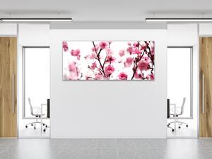 Obraz skleněný růžové květy švestky - 30 x 60 cm