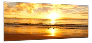 Obraz skleněný zlatý západ slunce nad mořem - 40 x 60 cm