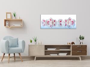 Obraz skleněný květy bílé orchideje na hladině - 30 x 60 cm