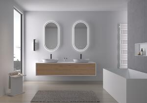 CERANO - Koupelnové LED zrcadlo Alto, kovový rám - černá matná - 55x100 cm