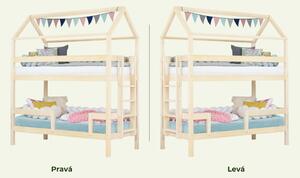 Domečková patrová postel MONTY pro dvě děti - Tmavě šedá, Zvolte šuplík: Bez šuplíku, Zvolte výšku: 222 cm