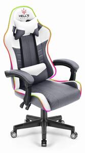 Herní židle HC-1004 LED RGB šedobílá
