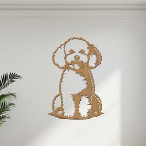 Dřevěný obraz Bišonka | Rozměry (cm): 28x40 | Zvolte barvu dekoru: Buk
