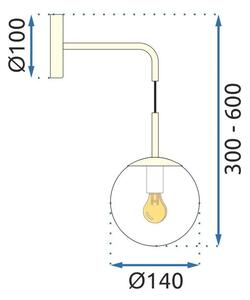 Toolight - Nástěnná lampa Lassi - zlatá - APP685-1W
