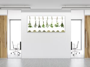 Obraz do kuchyně čerstvé bylinky visí na laně - 30 x 60 cm
