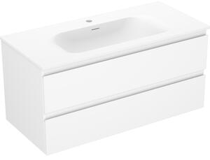Mexen Orio, koupelnová skříňka 100 cm s umyvadlem Vela, 2 zásuvky, bílá matná, 91A10-10047-2-BFF01-W23M01