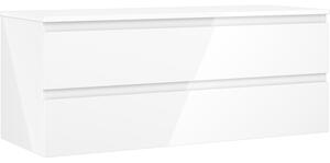 Mexen Orio, koupelnová skříňka 120 cm s horní částí, 2 zásuvky, bílá lesklá, 91A10-12047-2-BFFC00